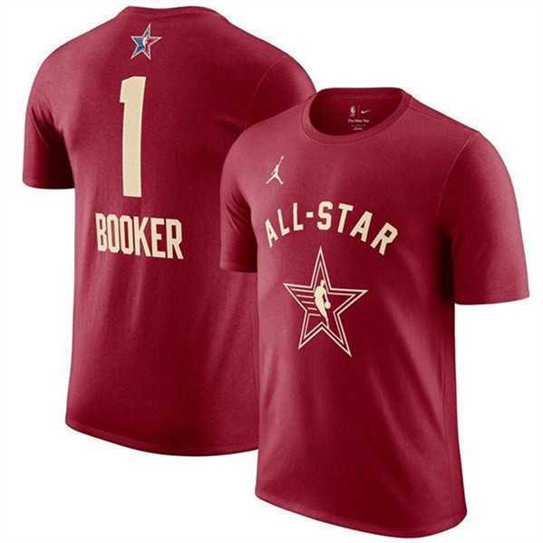 Men's 2024 All-Star #1 Devin Booker Crimson T-Shirt,We sell and wholesale Men's 2024 All-Star #1 Devin Booker Crimson T-Shirt on line form chian!